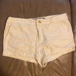Off white shimmer shorts